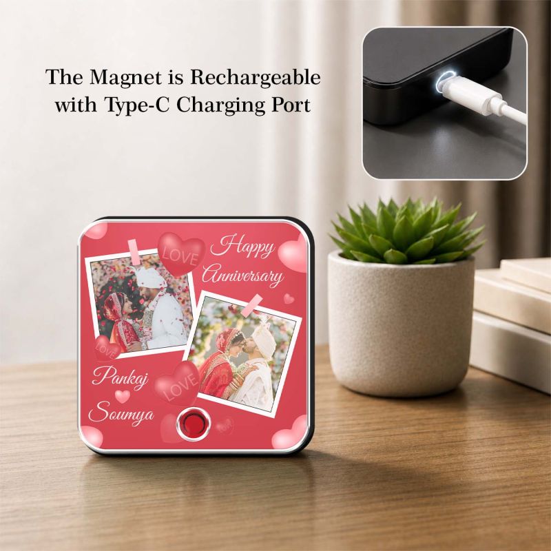 Happy for Husband Wife Personalized Music Fridge Magnet Custom with Photo & Song Refrigerator Magnets Decor Memory Photo Fridge Magnet